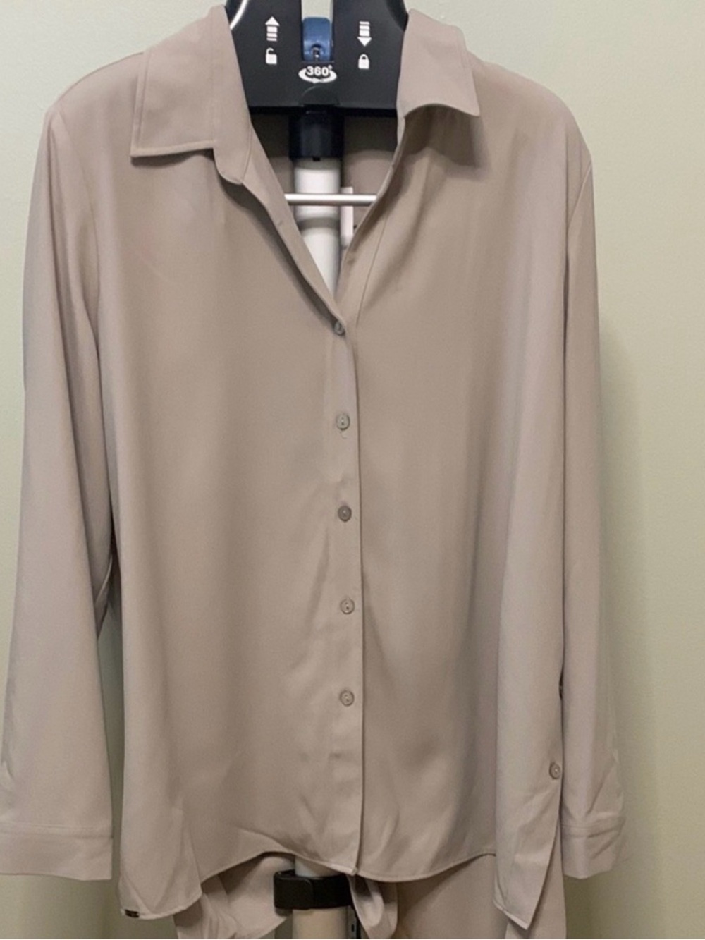 LISETTE Soft Taupe Button-Down Blouse